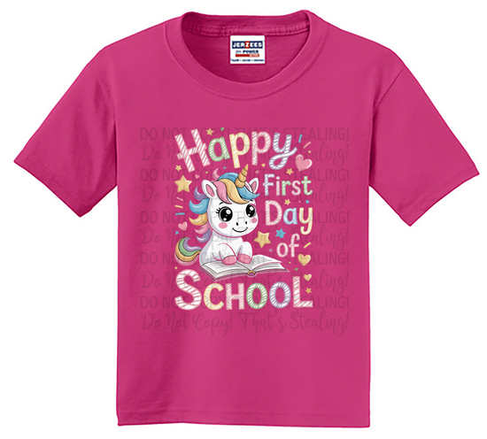Youth Happy First Day of School Unicorn Tee
