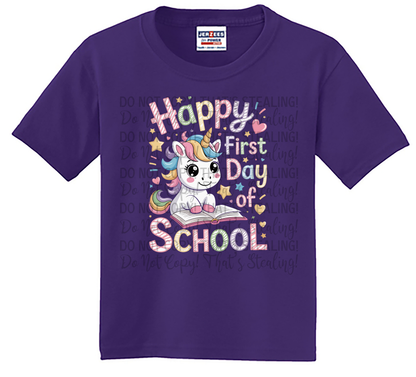 Youth Happy First Day of School Unicorn Tee