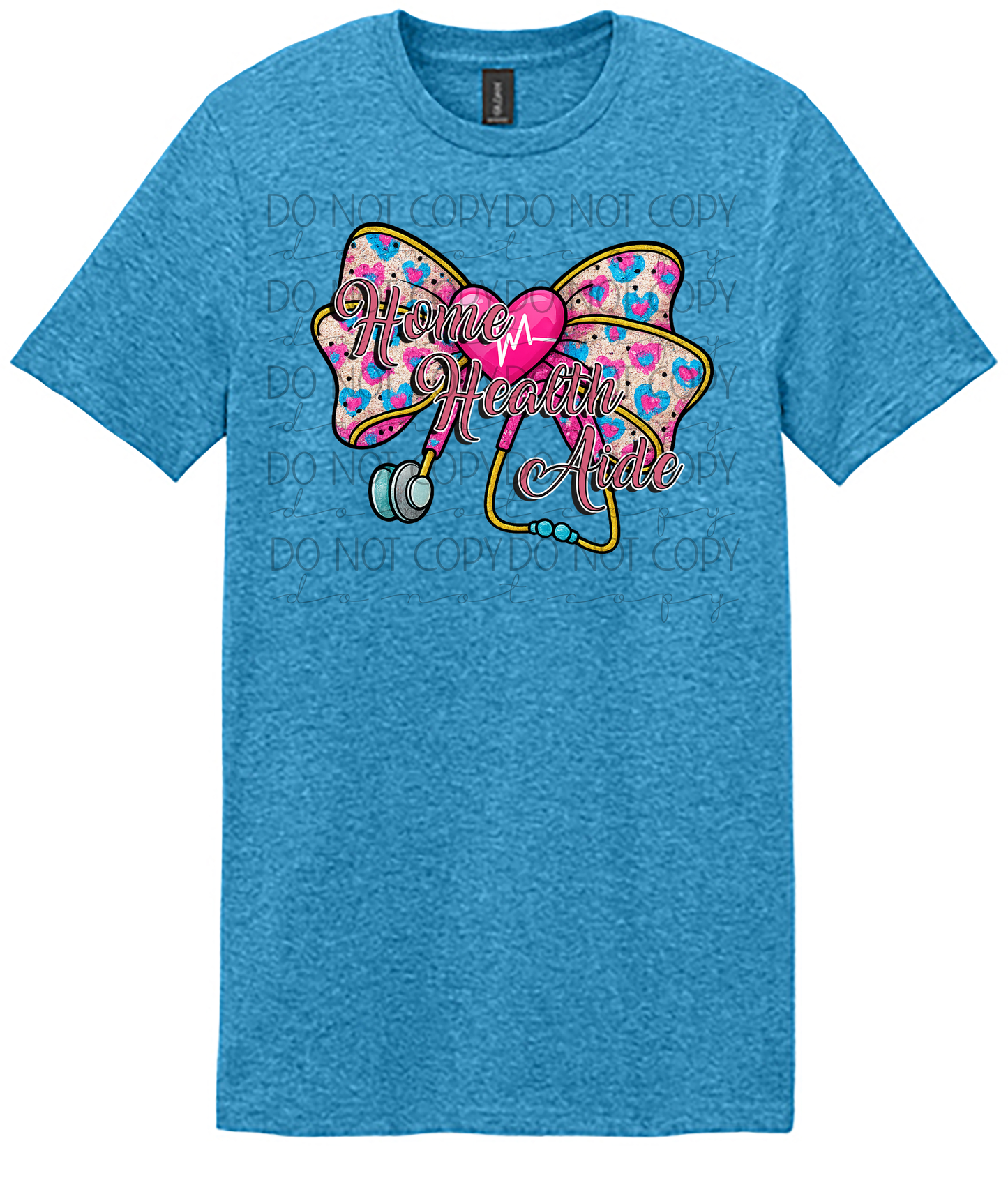 Home Health Aide Shirt – Cute Pink Glitter Bow with Stethoscope