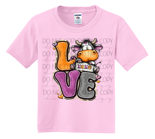 Youth LOVE Cow Valentine Shirt