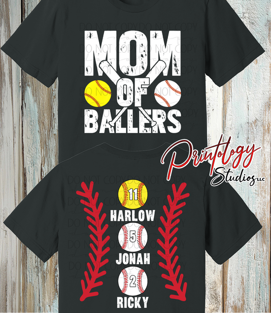Mom of Ballers Custom Baseball & Softball Shirt