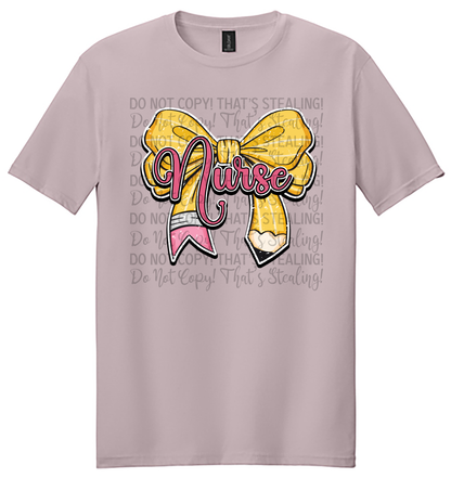Pencil Nurse Bow Graphic Tee