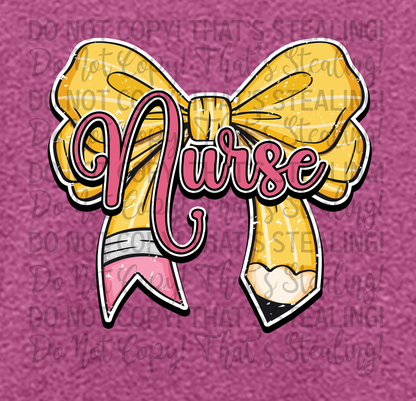 Pencil Nurse Bow Graphic Tee