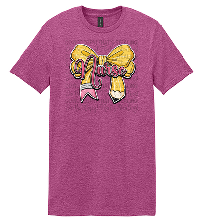 Pencil Nurse Bow Graphic Tee