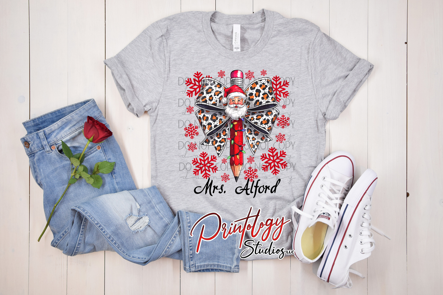 Personalized Christmas Teacher Design – DTF Transfer