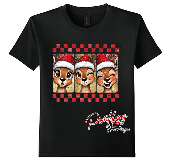 Youth Preppy Reindeer Christmas Tee