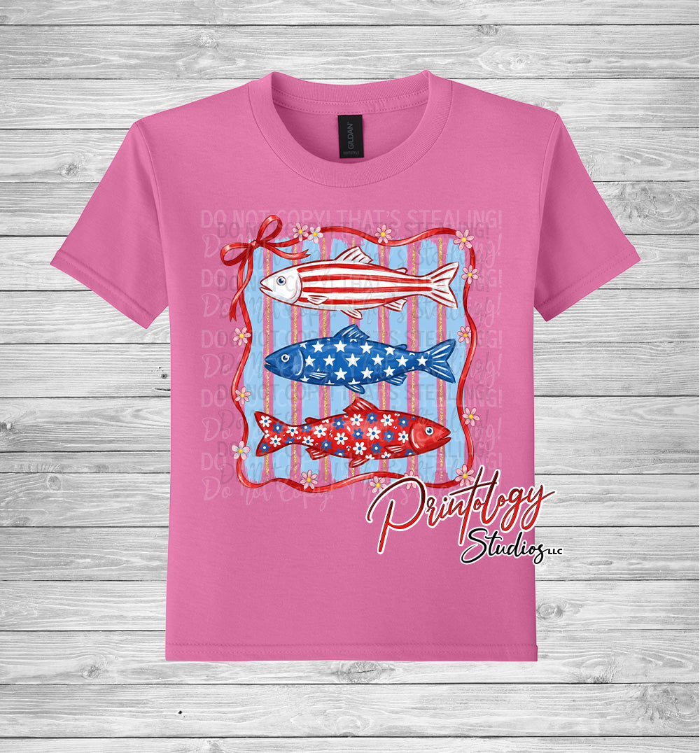 Youth Patriotic Fish Graphic T-Shirt