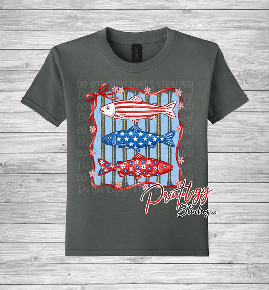 Youth Patriotic Fish Graphic T-Shirt