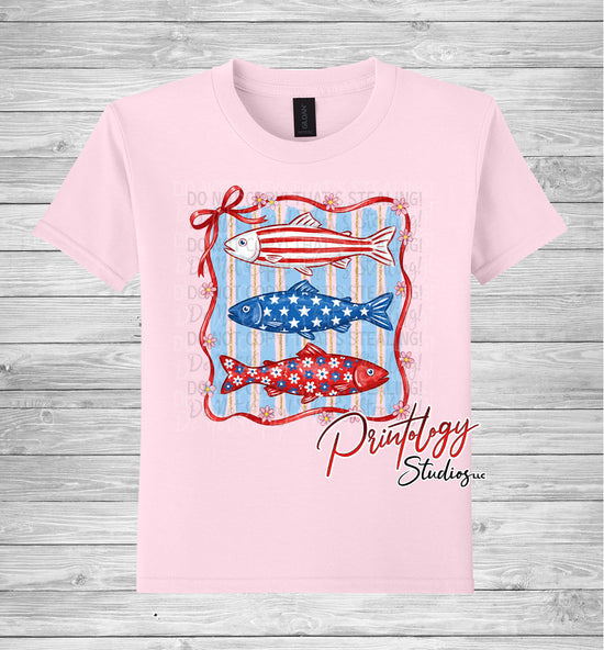 Youth Patriotic Fish Graphic T-Shirt