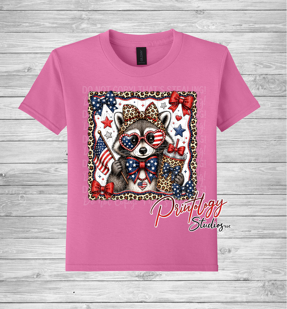 Youth Patriotic Raccoon T-Shirt