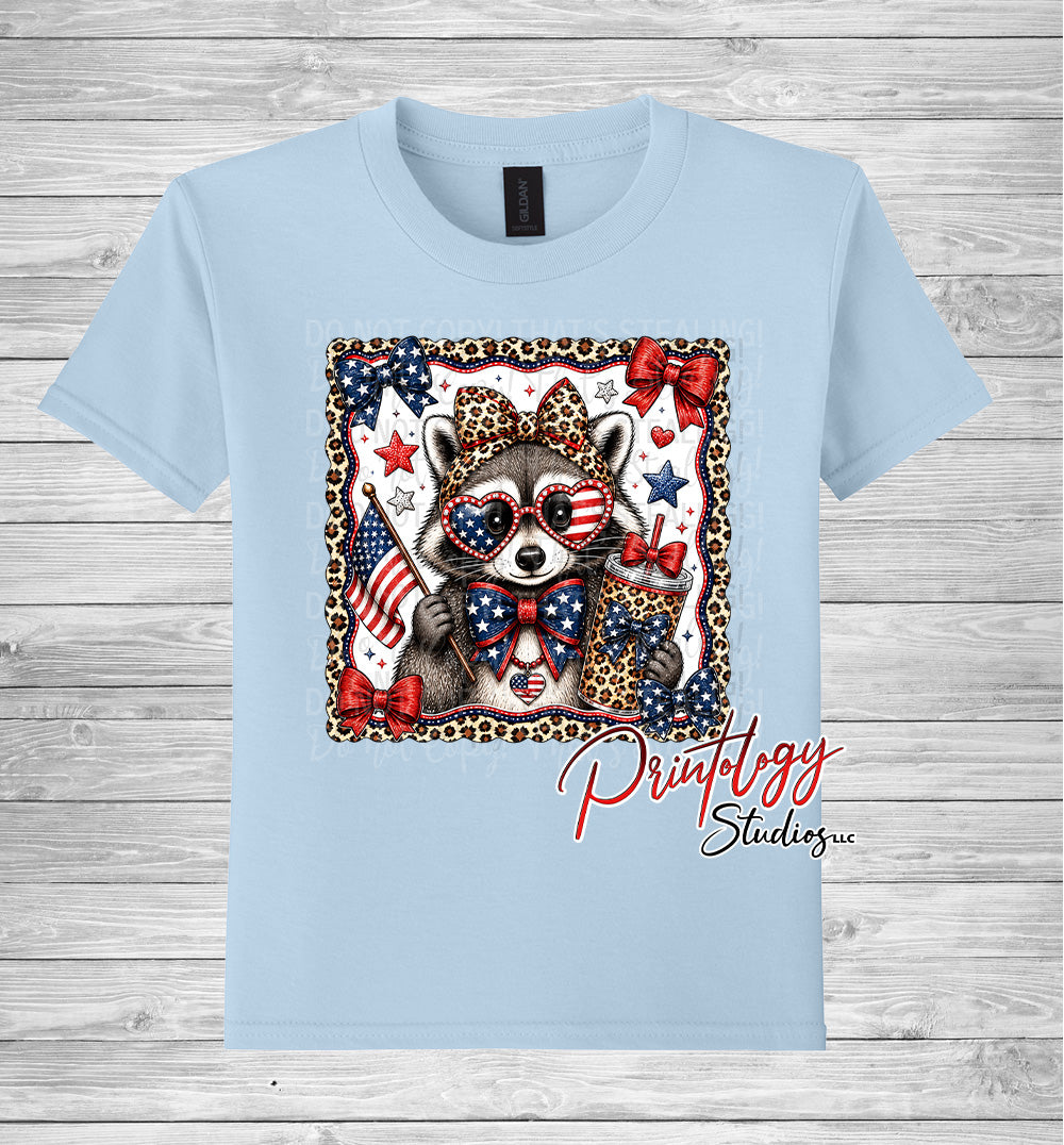 Youth Patriotic Raccoon T-Shirt