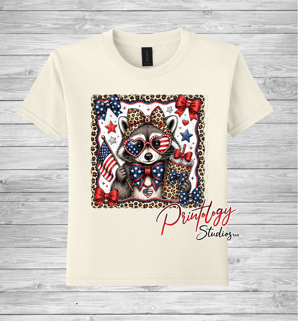 Youth Patriotic Raccoon T-Shirt