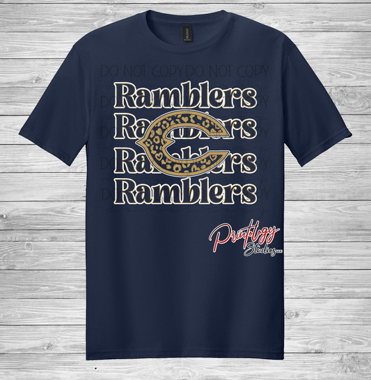 Ramblers Repeating Leopard Print Tee