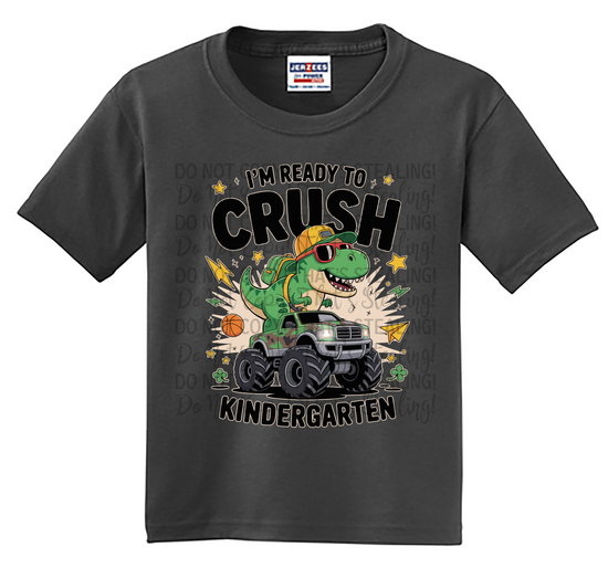 Youth Ready to Crush Kindergarten Dino Tee