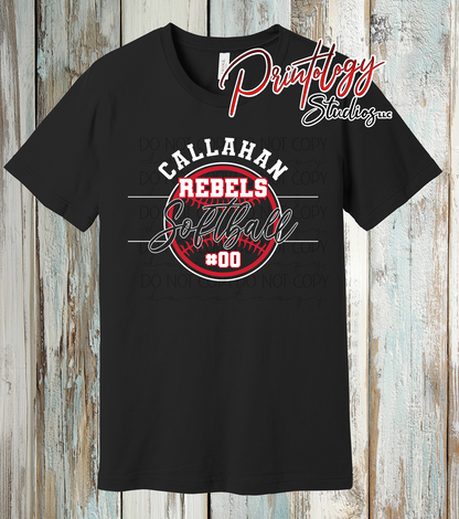 Callahan Rebels Softball Shirt – Custom Player Number Shirt