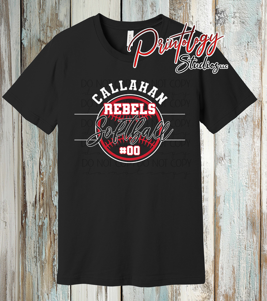 Callahan Rebels Softball Shirt – Custom Player Number Shirt