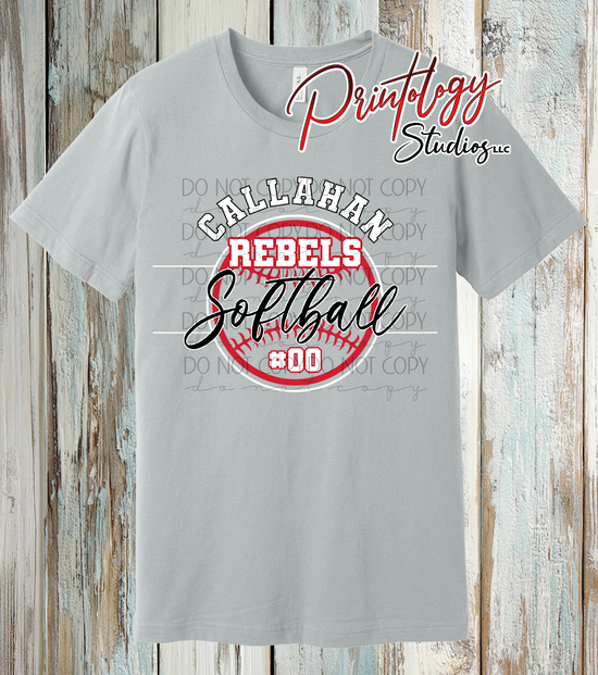 Callahan Rebels Softball Shirt – Custom Player Number Shirt