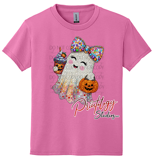 Youth Rhinestone Ghost Halloween Shirt