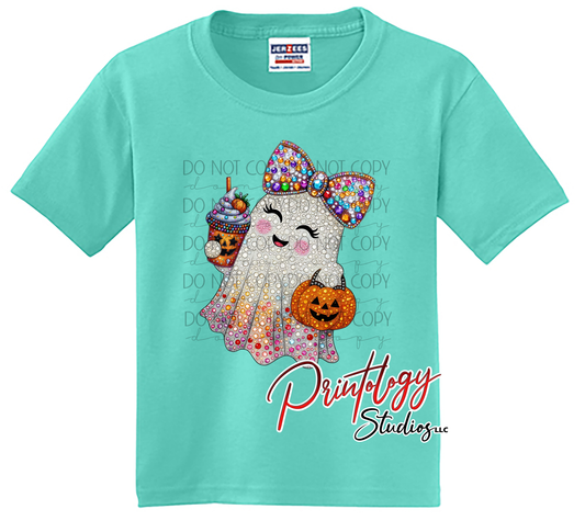 Youth Rhinestone Ghost Halloween Shirt
