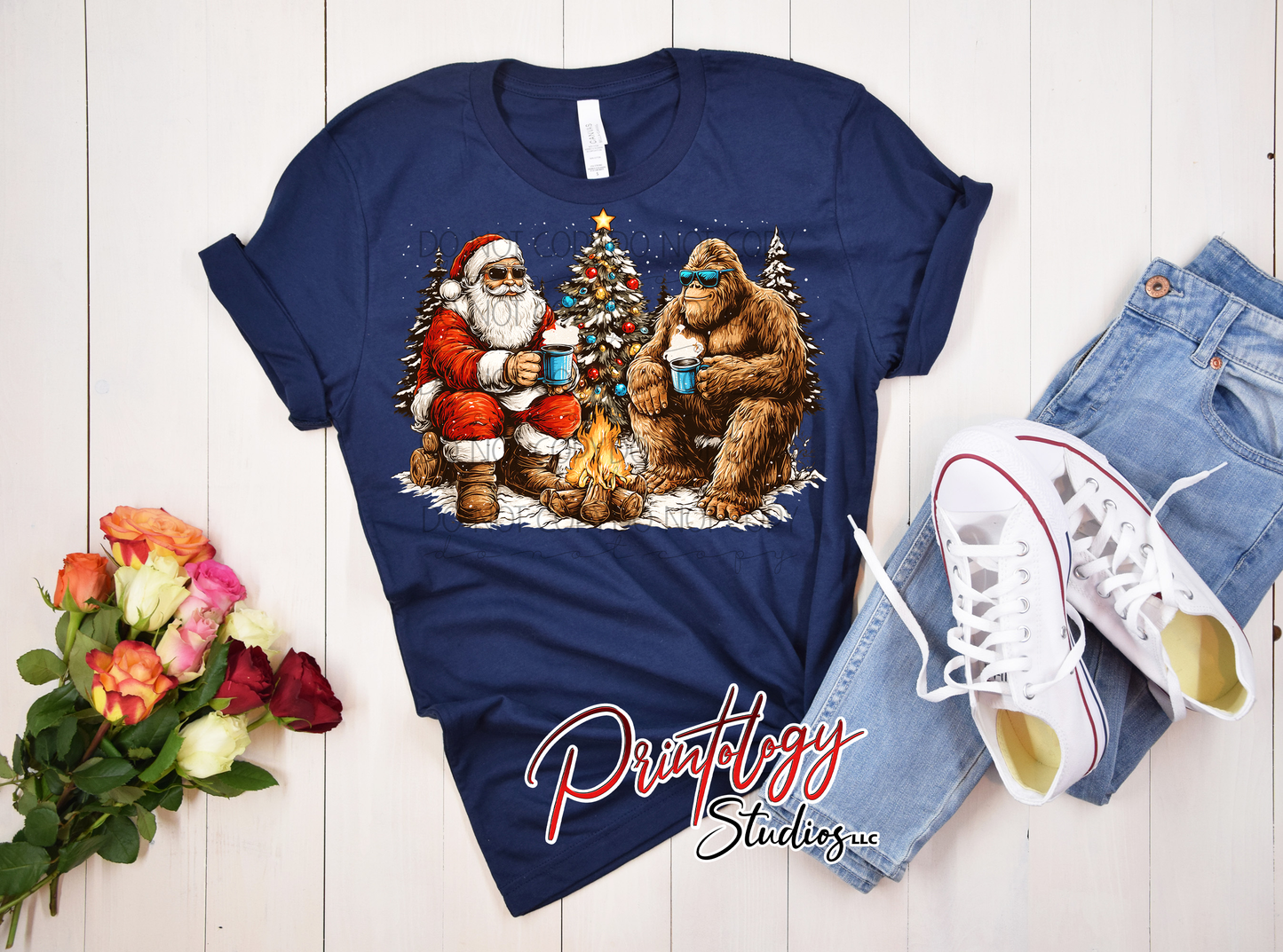 Santa & Bigfoot Campfire Christmas – DTF Transfer