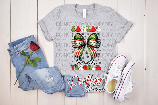 Santa’s Favorite Teacher – Christmas DTF Transfer
