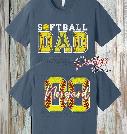 Personalized Softball Dad Shirt – Custom Name & Number
