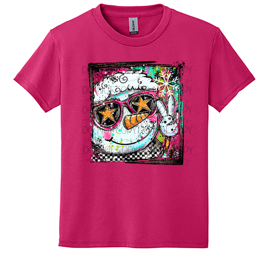 Youth Cool Snowman Selfie Christmas T-Shirt