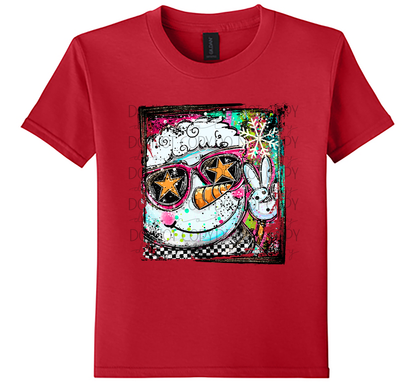 Youth Cool Snowman Selfie Christmas T-Shirt