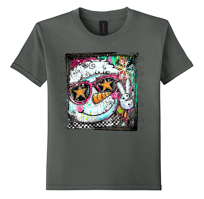 Youth Cool Snowman Selfie Christmas T-Shirt