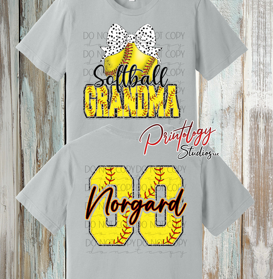 Custom Softball Grandma Shirt – Personalized Name & Number