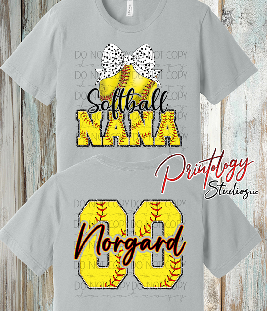 Custom Softball Nana Shirt – Personalized Name & Number