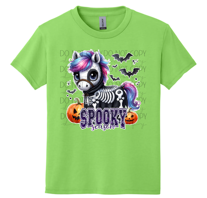 Youth-Spooky Season Unicorn Skeleton T-Shirt