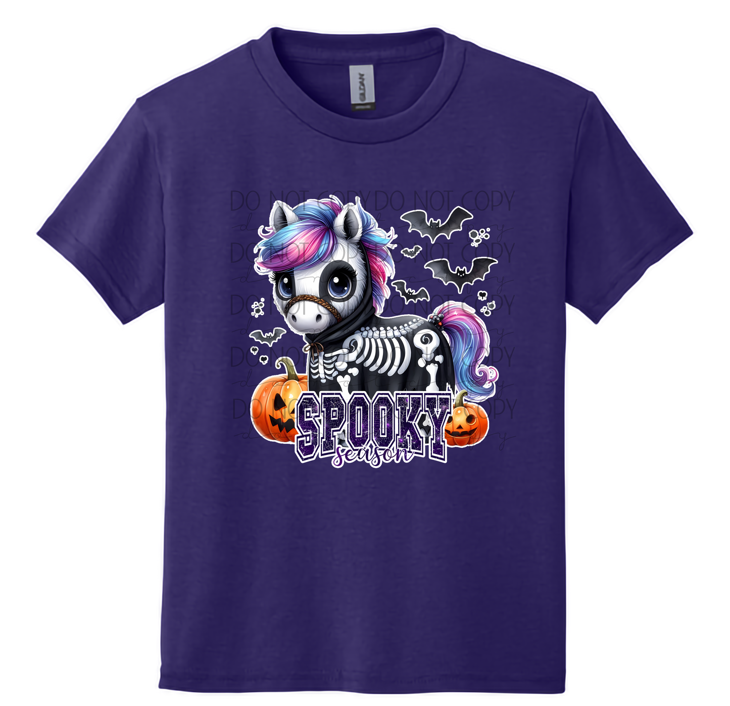 Youth-Spooky Season Unicorn Skeleton T-Shirt
