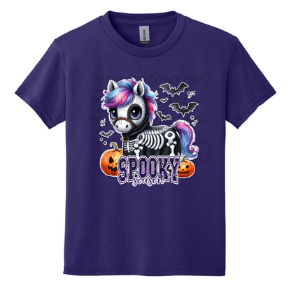 Youth-Spooky Season Unicorn Skeleton T-Shirt