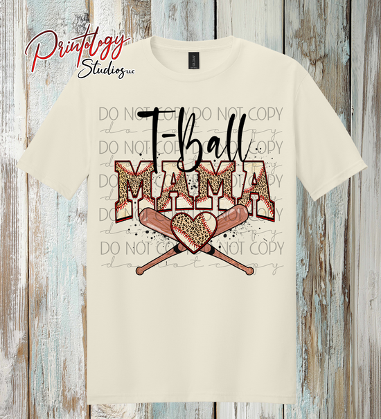 T-Ball Mama Baseball Shirt | Leopard Print Sports Mom Tee