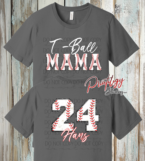 Custom T-Ball Mama Shirt – Personalized Name & Number