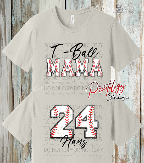 Custom T-Ball Mama Shirt – Personalized Name & Number