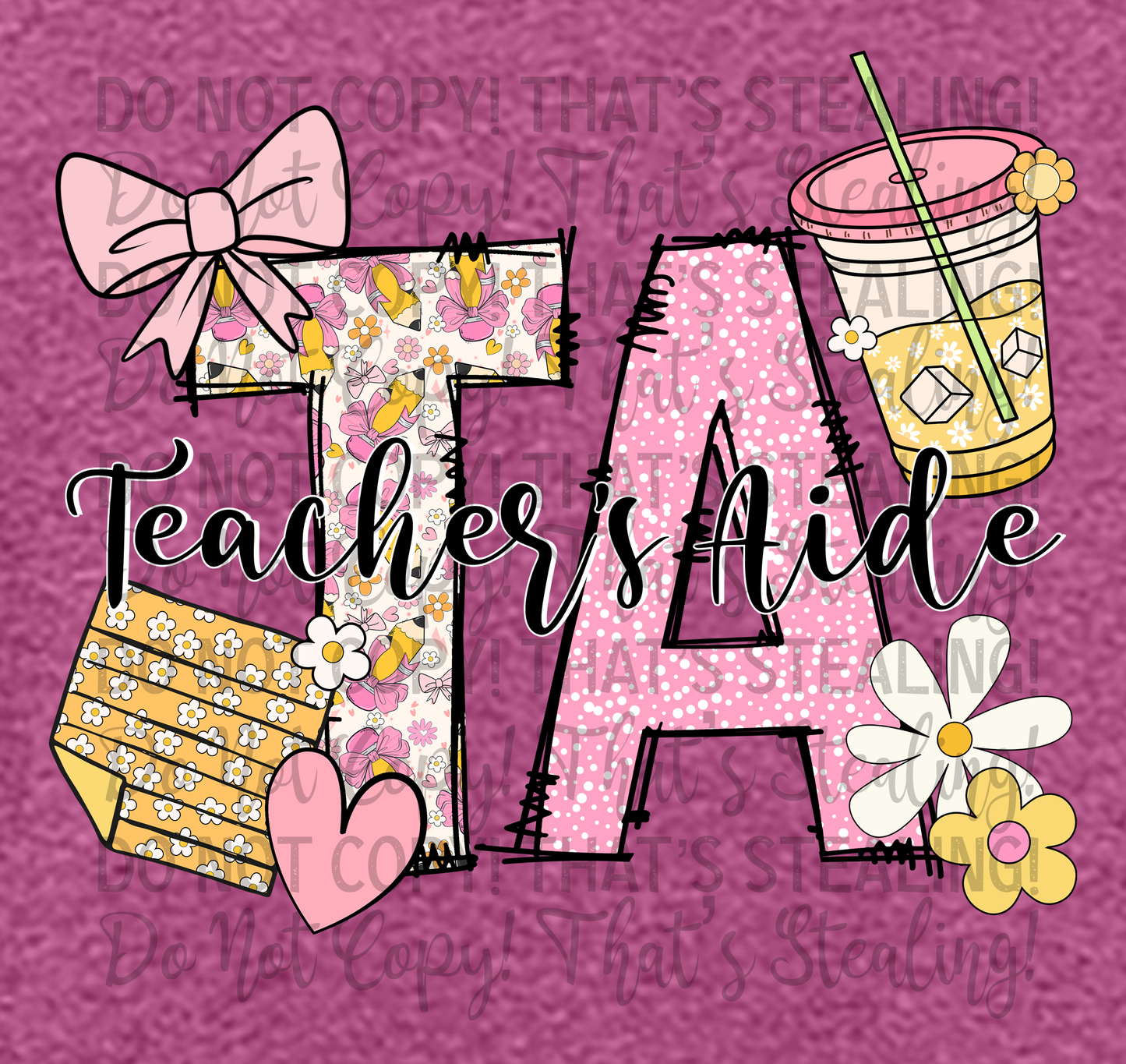 Teacher Aide “TA” Floral Tee