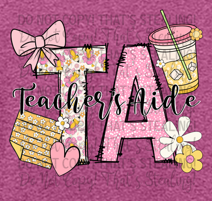 Teacher Aide “TA” Floral Tee