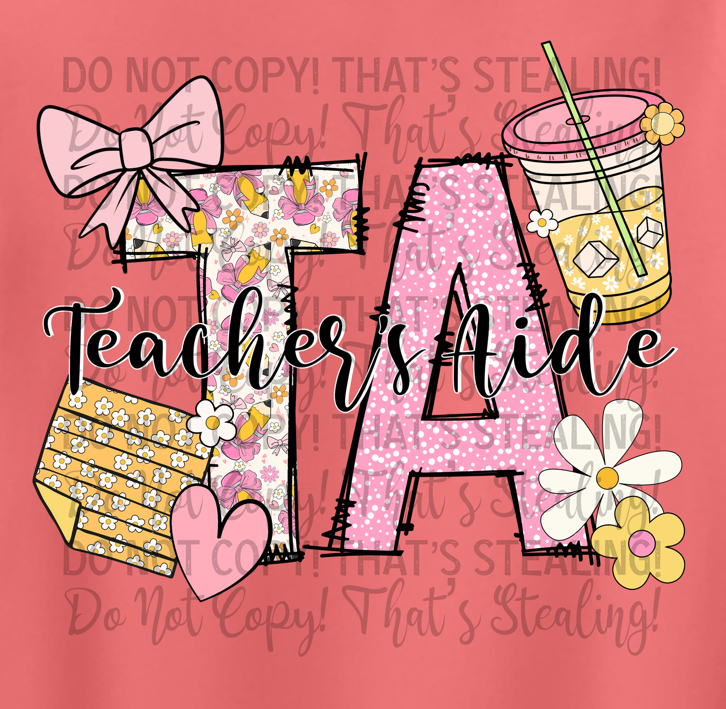 Teacher Aide “TA” Floral Tee