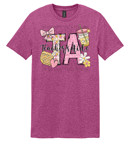 Teacher Aide “TA” Floral Tee