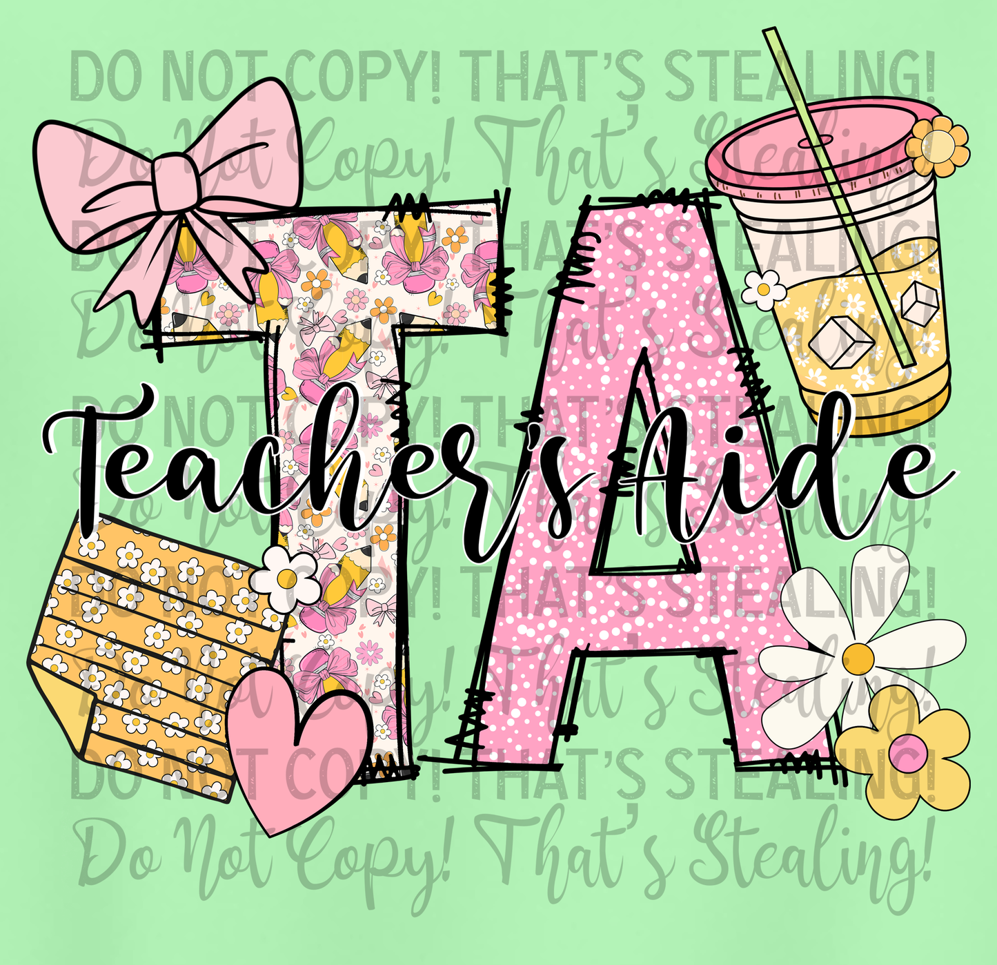 Teacher Aide “TA” Floral Tee