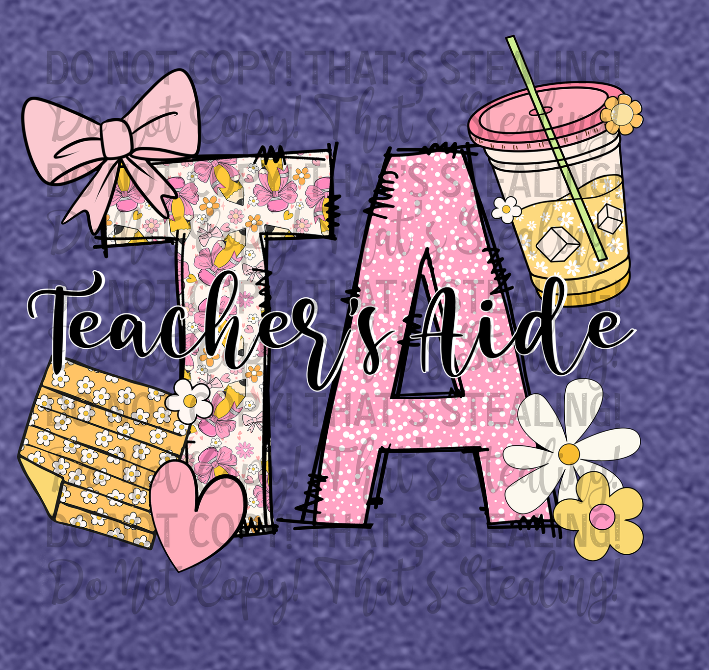 Teacher Aide “TA” Floral Tee