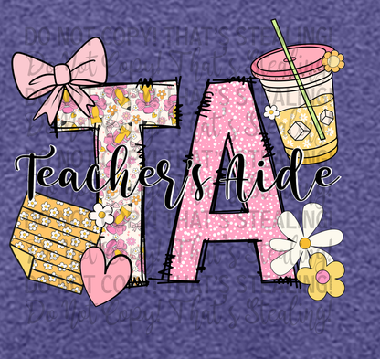 Teacher Aide “TA” Floral Tee
