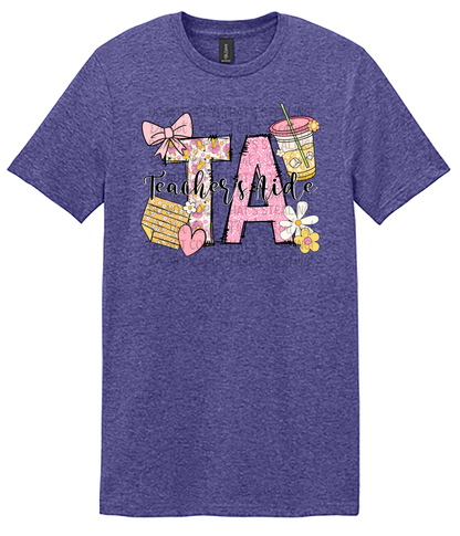 Teacher Aide “TA” Floral Tee