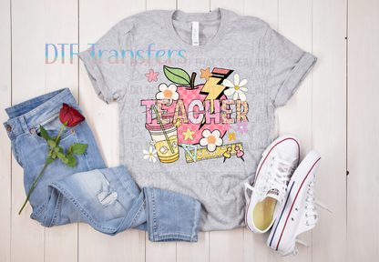 Retro Pink Apple Teacher Design