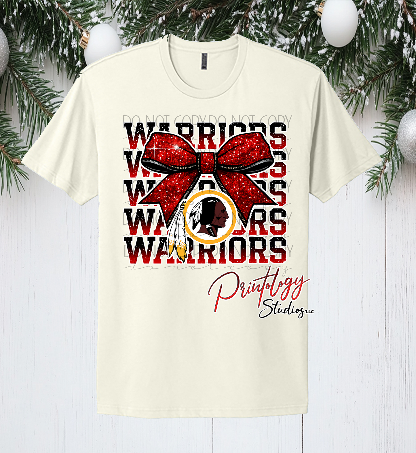 Warriors Christmas Bow T-Shirt