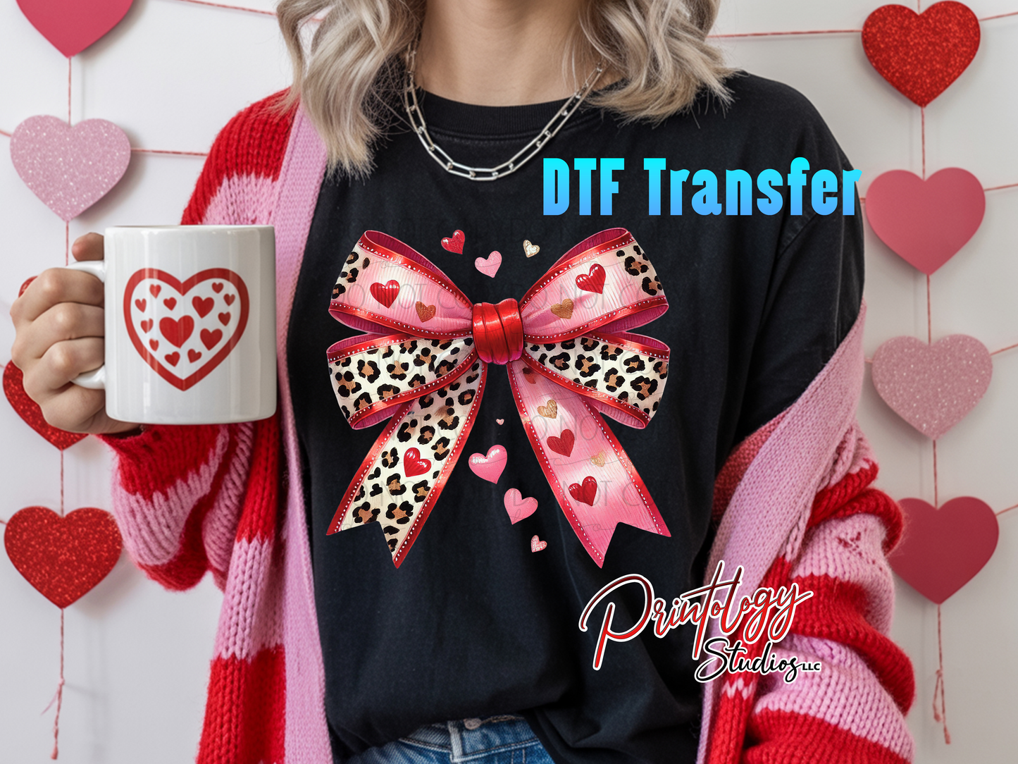Valentine Leopard Bow DTF Transfer