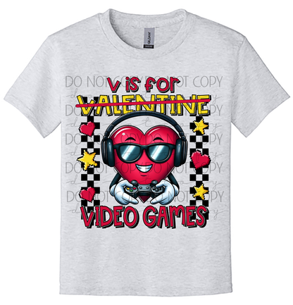 Youth V Is for Video Games Valentine Shirt