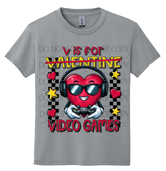 V Is for Video Games Valentine Shirt 🎮